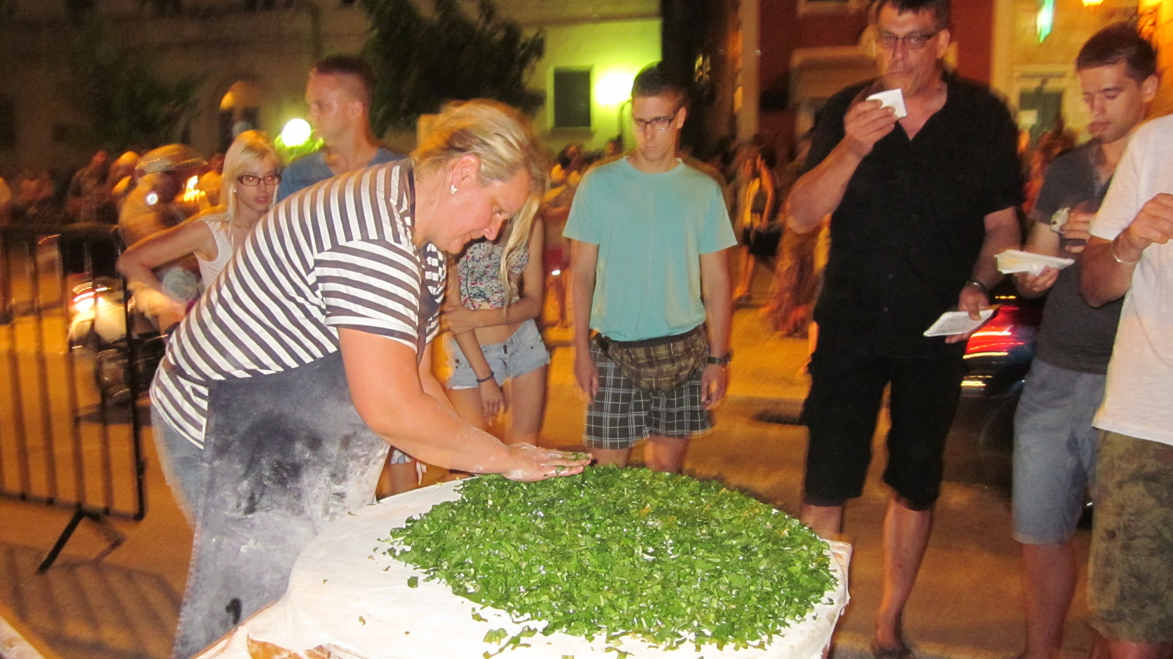 Huge Pita Filled with Spinach Cooked Over Open Fire- Makarska